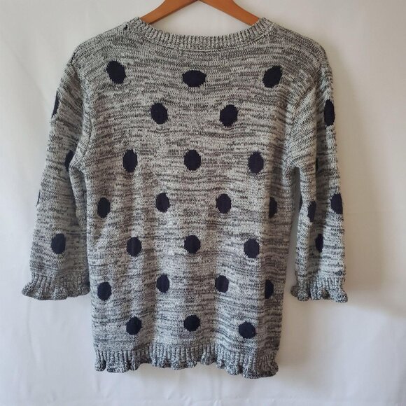 COZY Casual Women's Polka Dot 3/4 Sleeve Knit Gray Pullover Sweater Size M/L - Picture 4 of 10